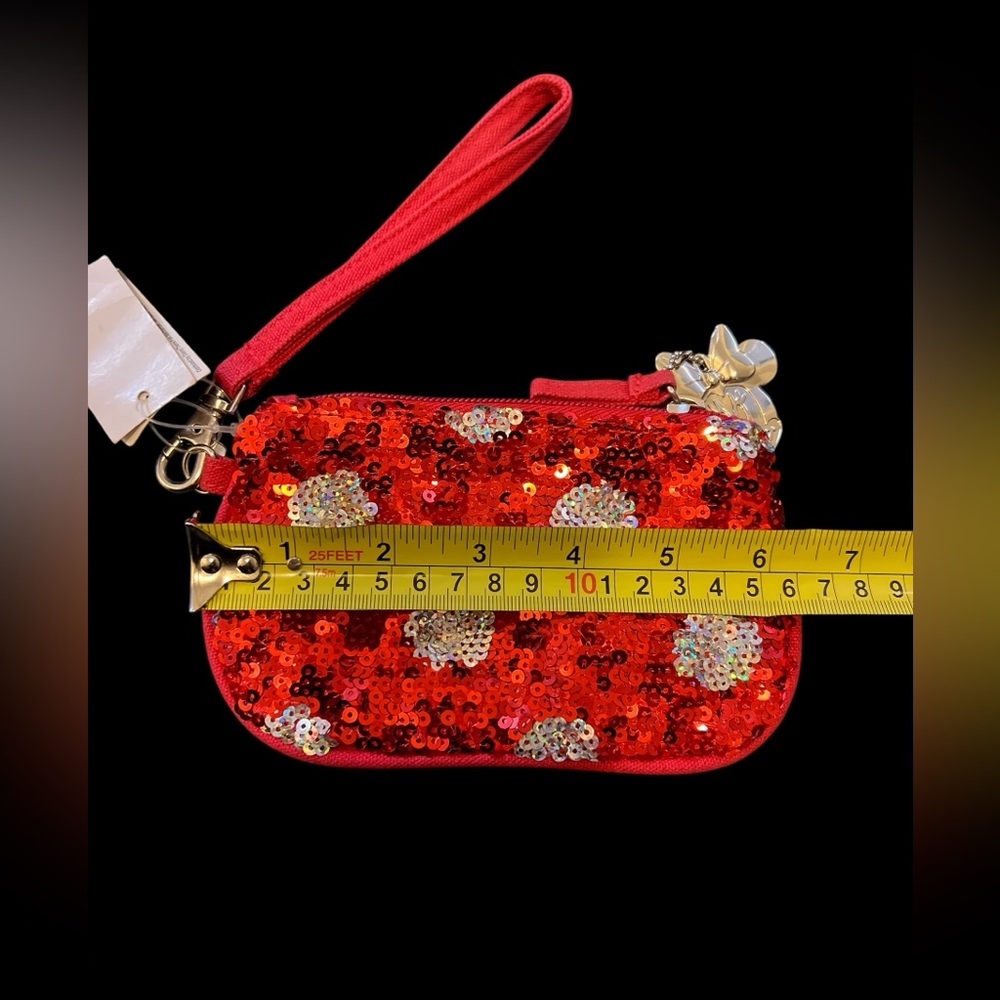 NWT Disney Parks Minnie Mouse Red Sequin Polka Dot Wristlet Gift Christmas Purse - Picture 5 of 6